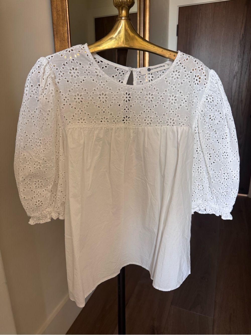 The Impeccable Pig White Eyelet Puff Sleeve Blouse